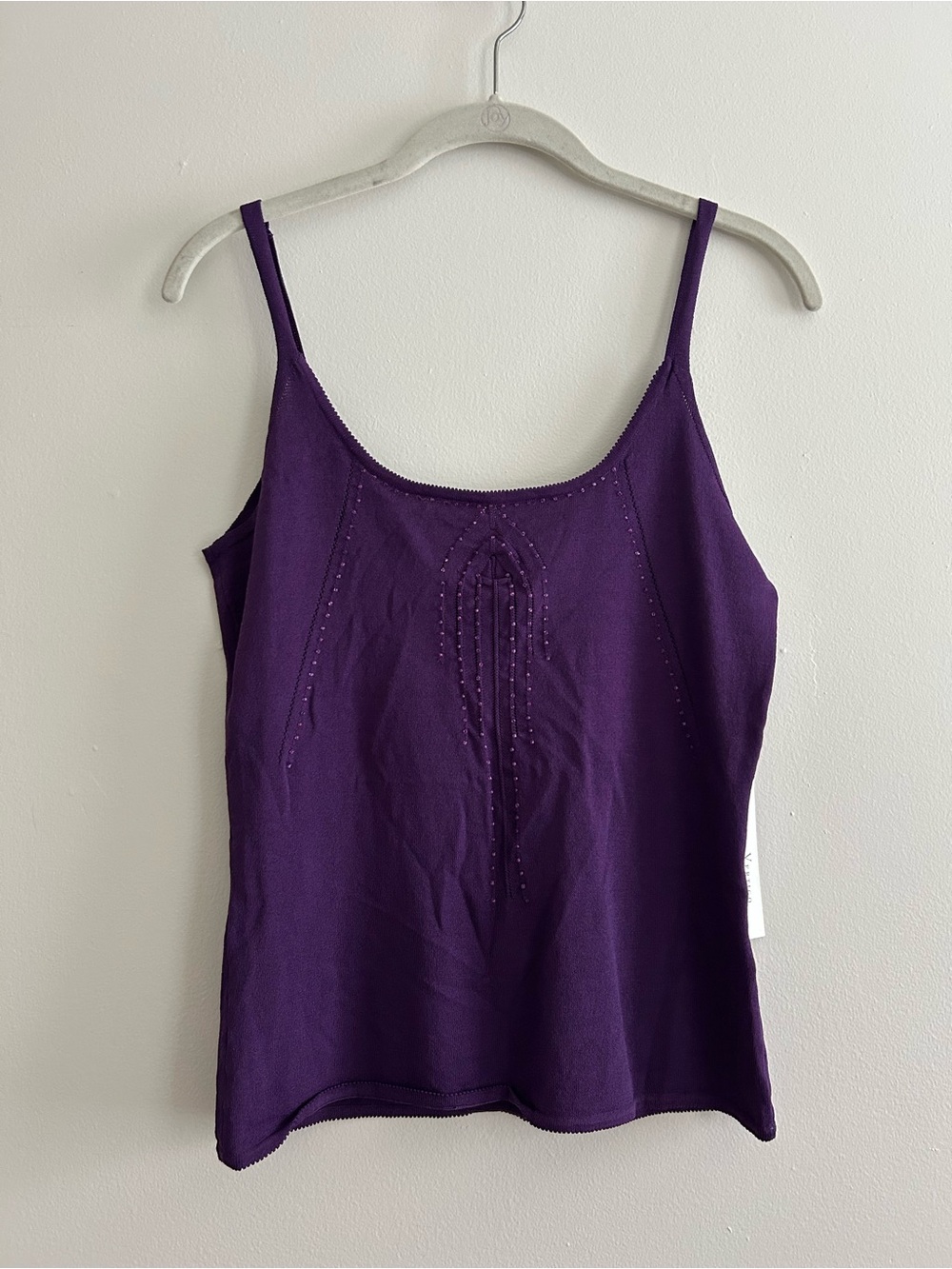 Vertigo Paris Purple Embellished Sequin Spaghetti Strap Camisole
